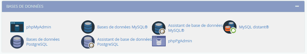 Gestion bases données dans cPanel